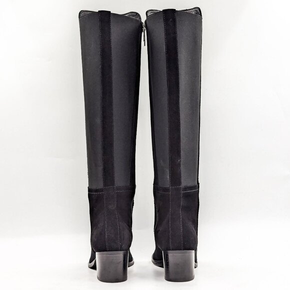 Aquatalia Women Nova Black Suede Stretch Panel Dress Office Knee Boots size 6.5 - Picture 4 of 10